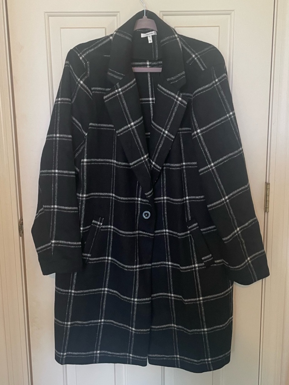 Maurices Black Windowpane Pea Coat